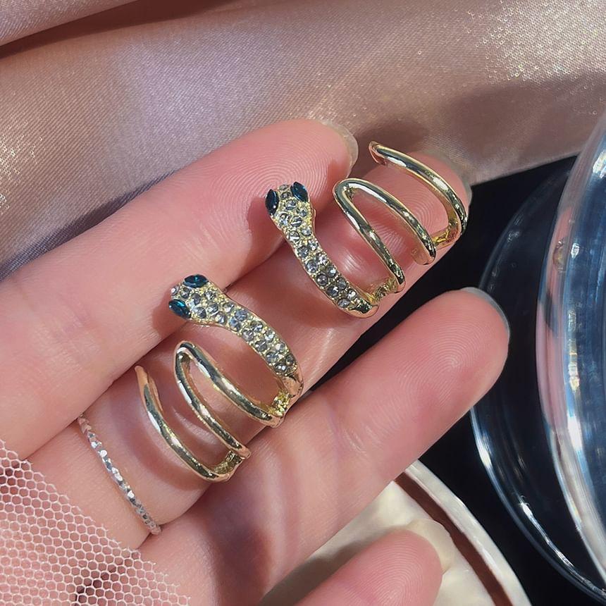 Rhinestone Snake Huggie Earring Product Image