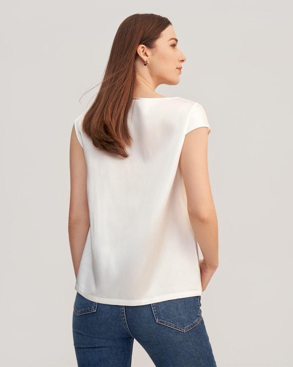 Basic Cap Sleeves Silk Tee Product Image