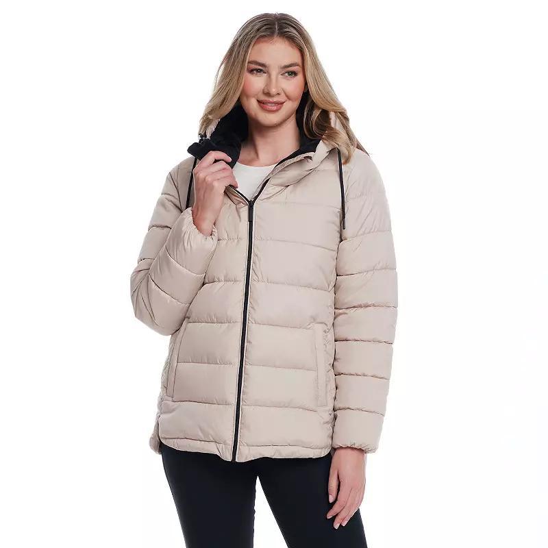 Womens Weathercast Hooded Puffer Coat with Cozy Pile Product Image