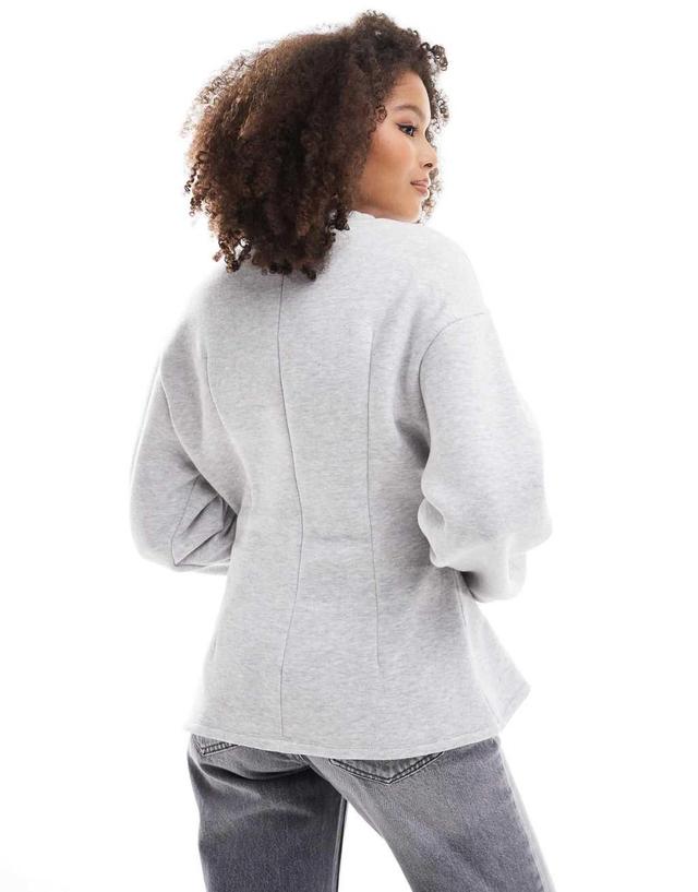 ASOS DESIGN pleated corset waist sweatshirt in gray heather Product Image