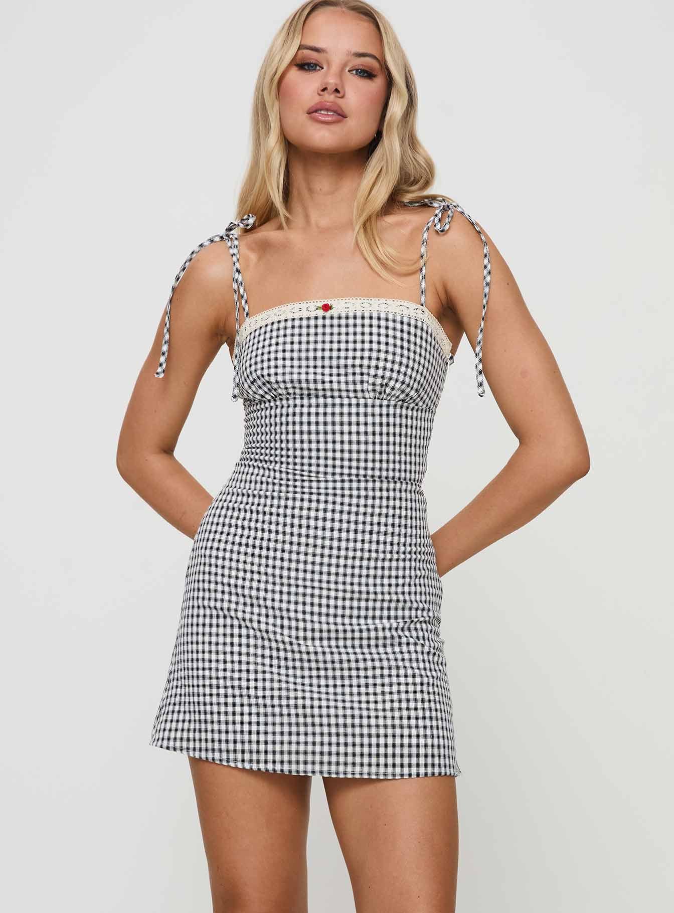 Burkes Mini Dress Black Check Product Image