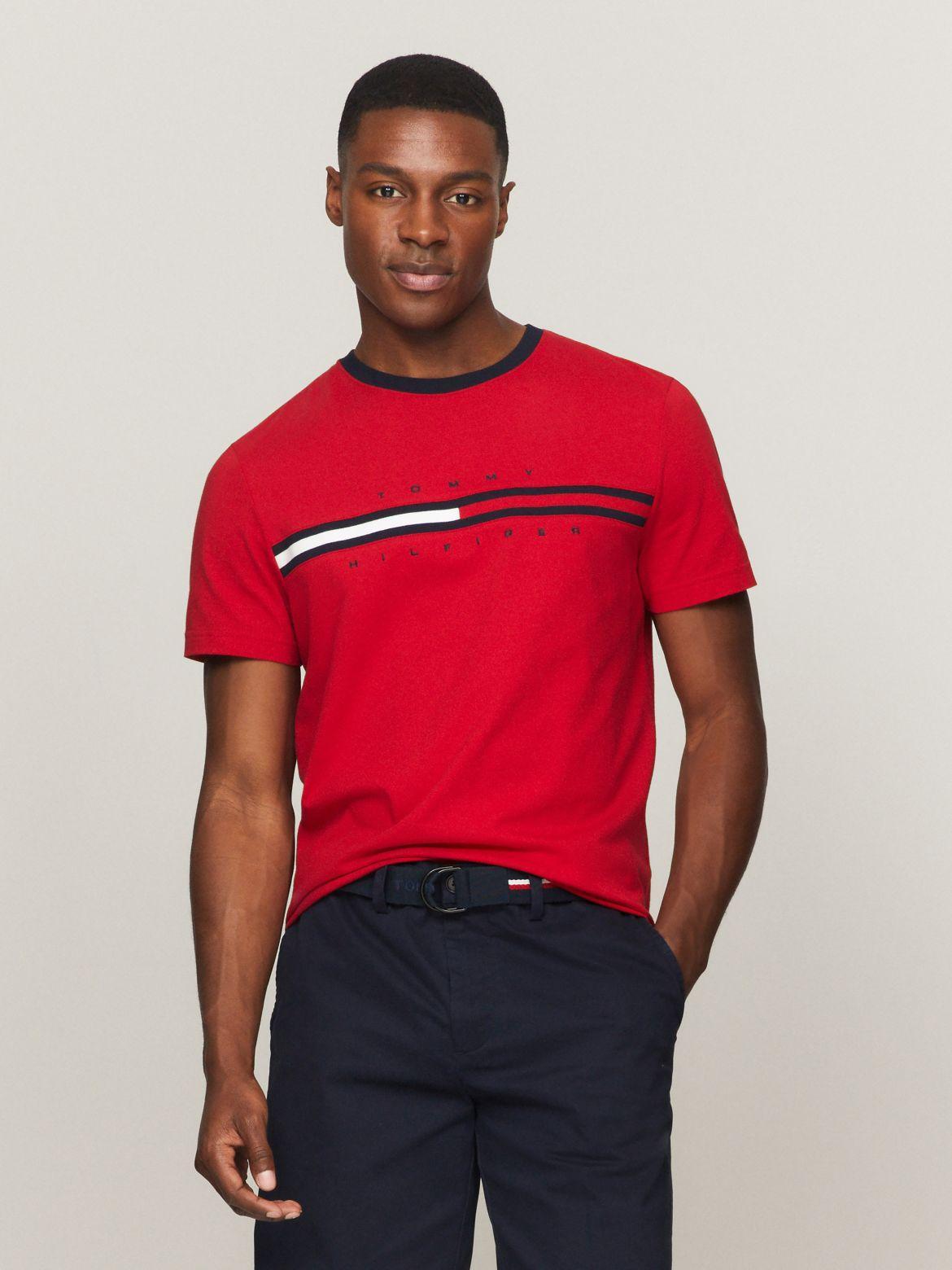 Tommy Hilfiger Men's Embroidered Flag Logo T-Shirt Product Image