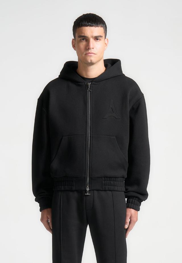 Éternel 420GSM Eiffel Embossed Zip Hoodie - Black Male Product Image