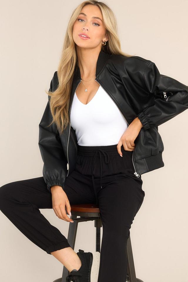 My Legacy Black Faux Leather Bomber Jacket Product Image