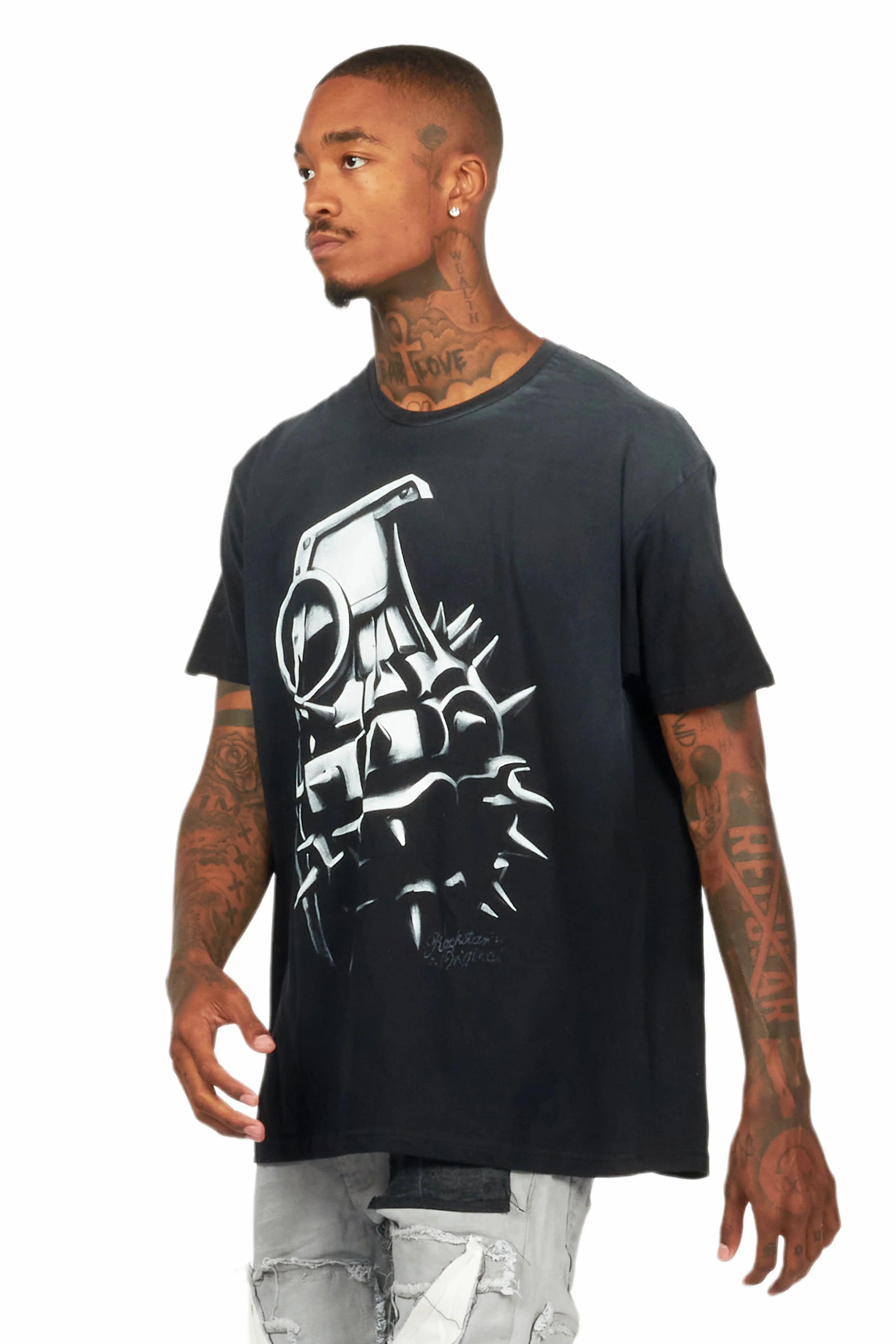 Mad Black Oversized Graphic T-Shirt Male Product Image