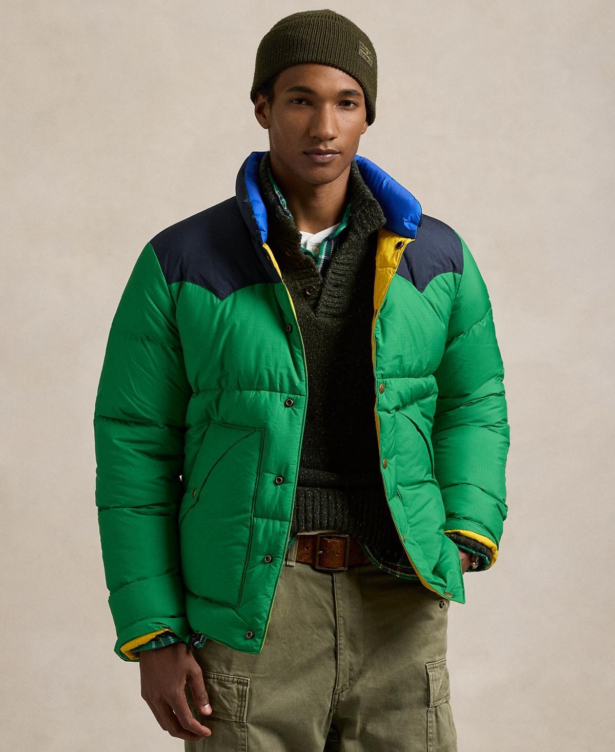 Polo Ralph Lauren Mens Color-Blocked Down Western Jacket - Green Product Image