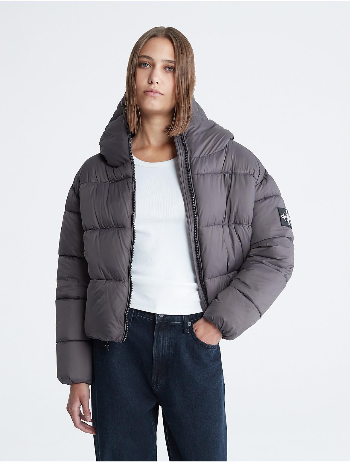 Calvin Klein Womens Boxy Hooded Puffer Jacket - Neutral - XXL Product Image