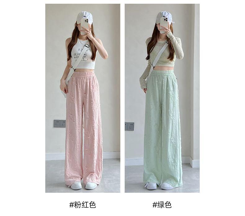 Rip High Waist Plain Wide Leg Sweatpants Product Image