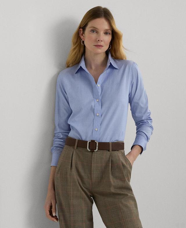 Lauren Ralph Lauren Womens Cotton Collared Shirt Product Image