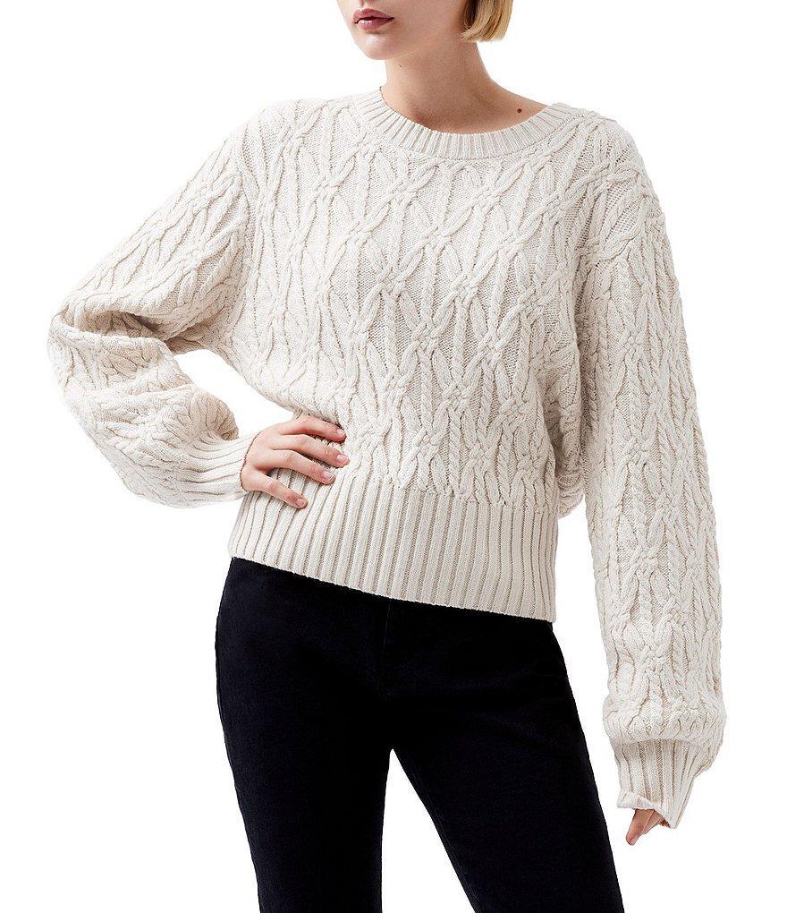 French Connection Layon Jini Cable Knit Crew Neck Long Sleeve Sweater Product Image