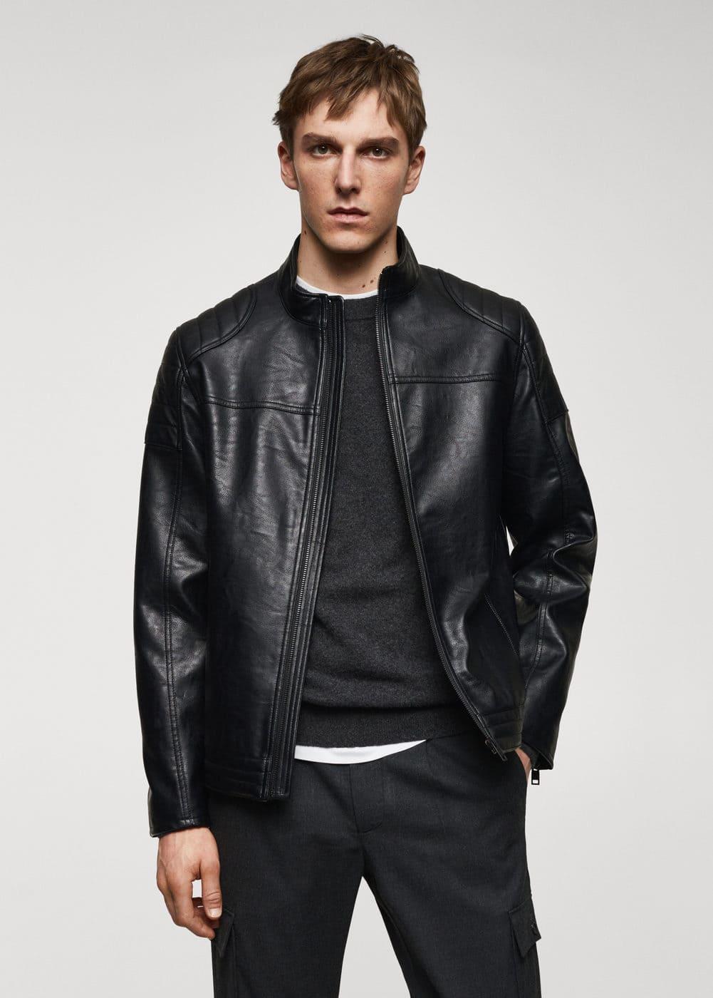 MANGO MAN - Nappa leather-effect jacket blackMen Product Image