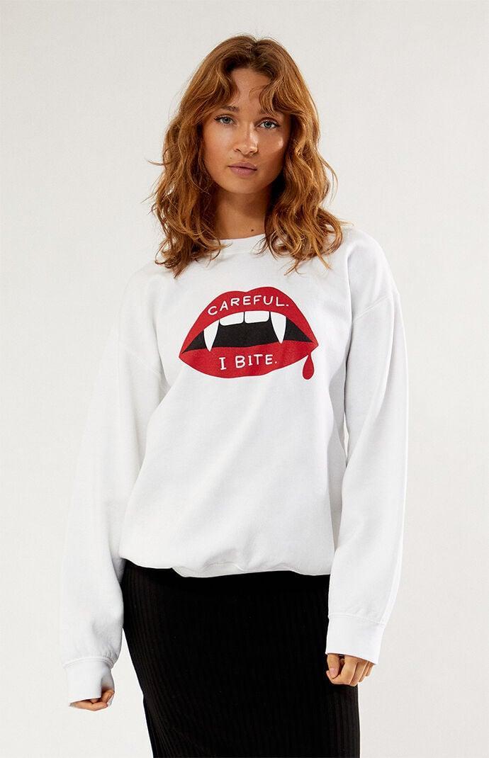 Womens Careful I Bite Crew Neck Sweatshirt Product Image