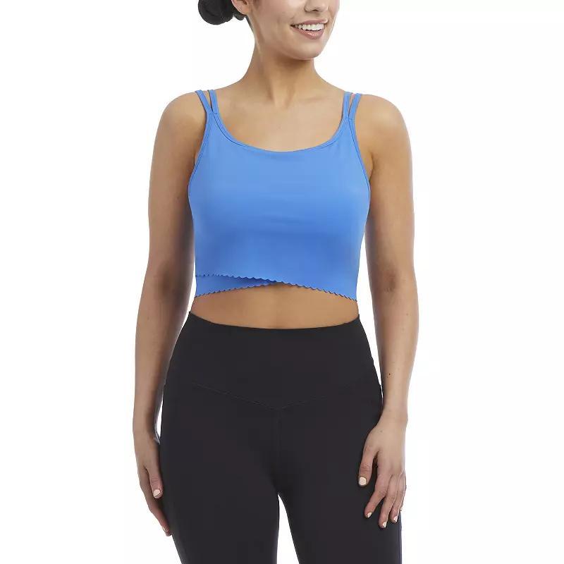 Womens Danskin Scallop Crop Tank Blue Product Image