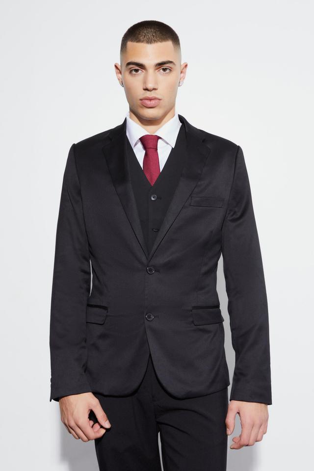 Super Skinny Satin Suit Jacket | boohooMAN USA Product Image