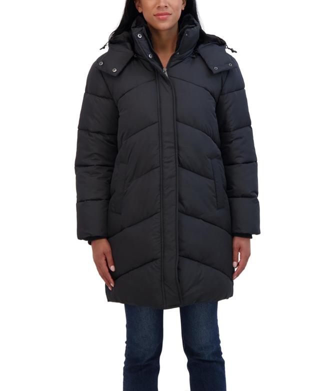 Sebby Collection Womens 3/4 Cozy Lined Hooded Puffer Coat Product Image