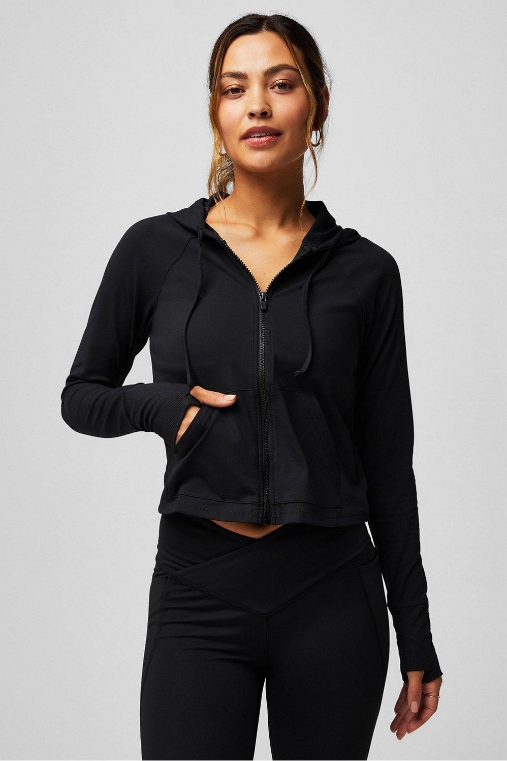 Fabletics Oasis Cropped Hoodie Womens black plus Size 4X Product Image