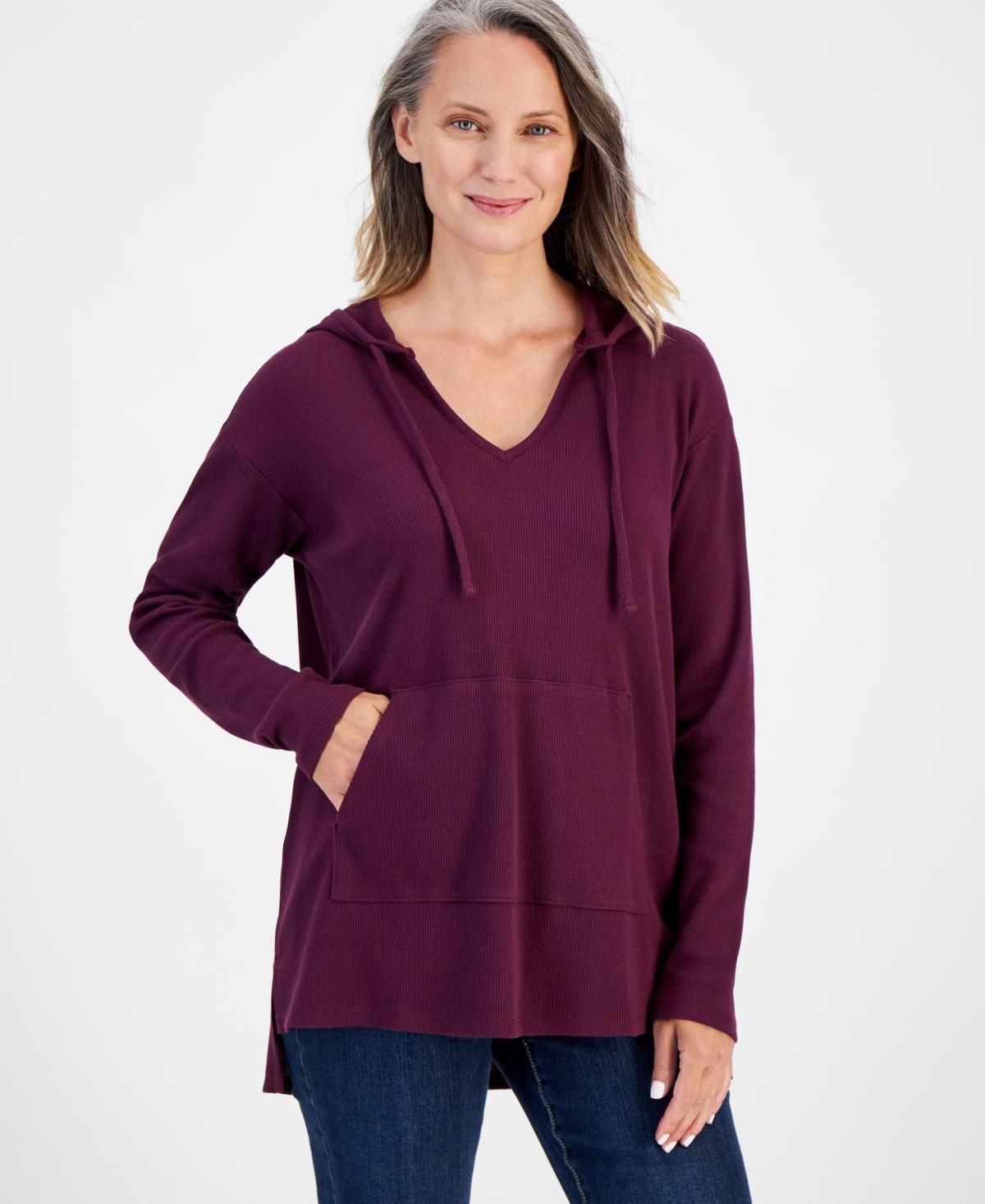 Style & Co Womens Waffle-Knit Hoodie Tunic, Created for Macys Product Image