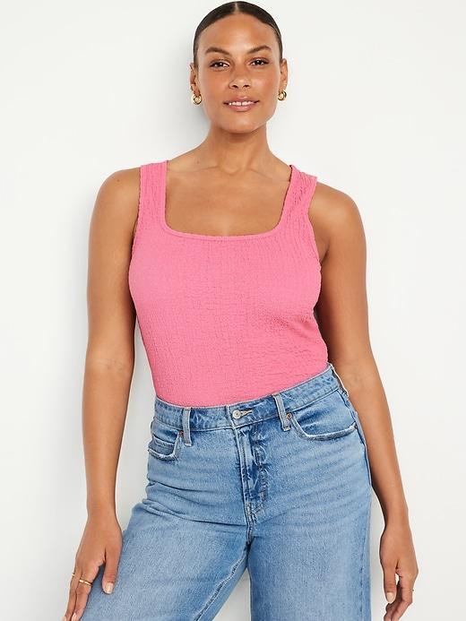 Square-Neck Textured Tank Top Product Image