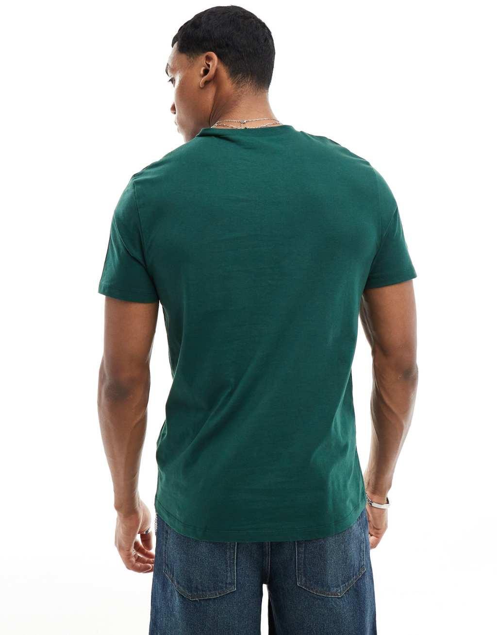 ASOS DESIGN 2 pack crew neck t-shirts in dark green and stone Product Image