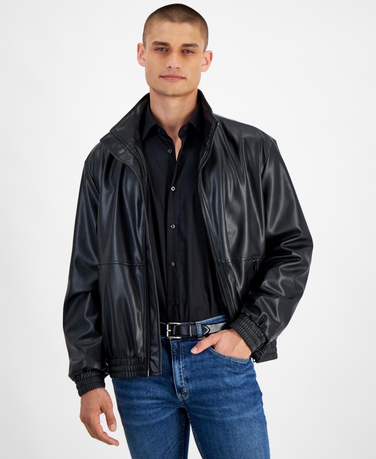 HUGO BOSS Hugo By  Men's Bonny2435 Slim-fit Faux-leather Jacket In Black Product Image