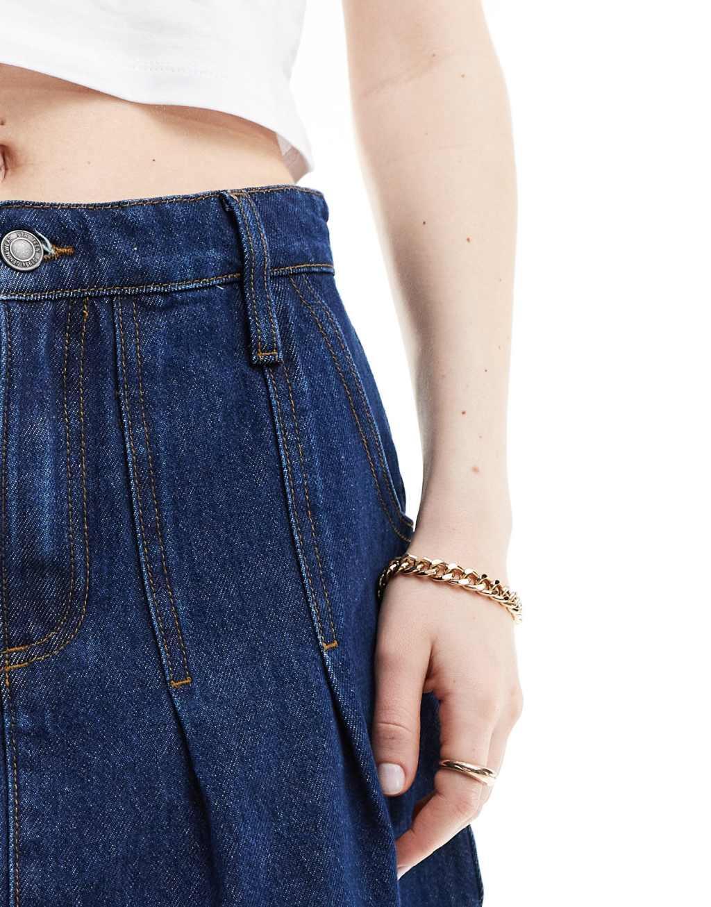 Stradivarius STR pleated denim mini skirt Product Image