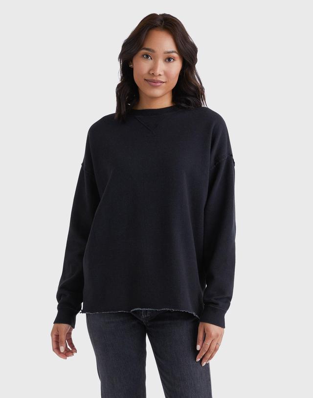 Hanes Womens Garment Dyed Sweeper Sweatshirt Black XS Product Image