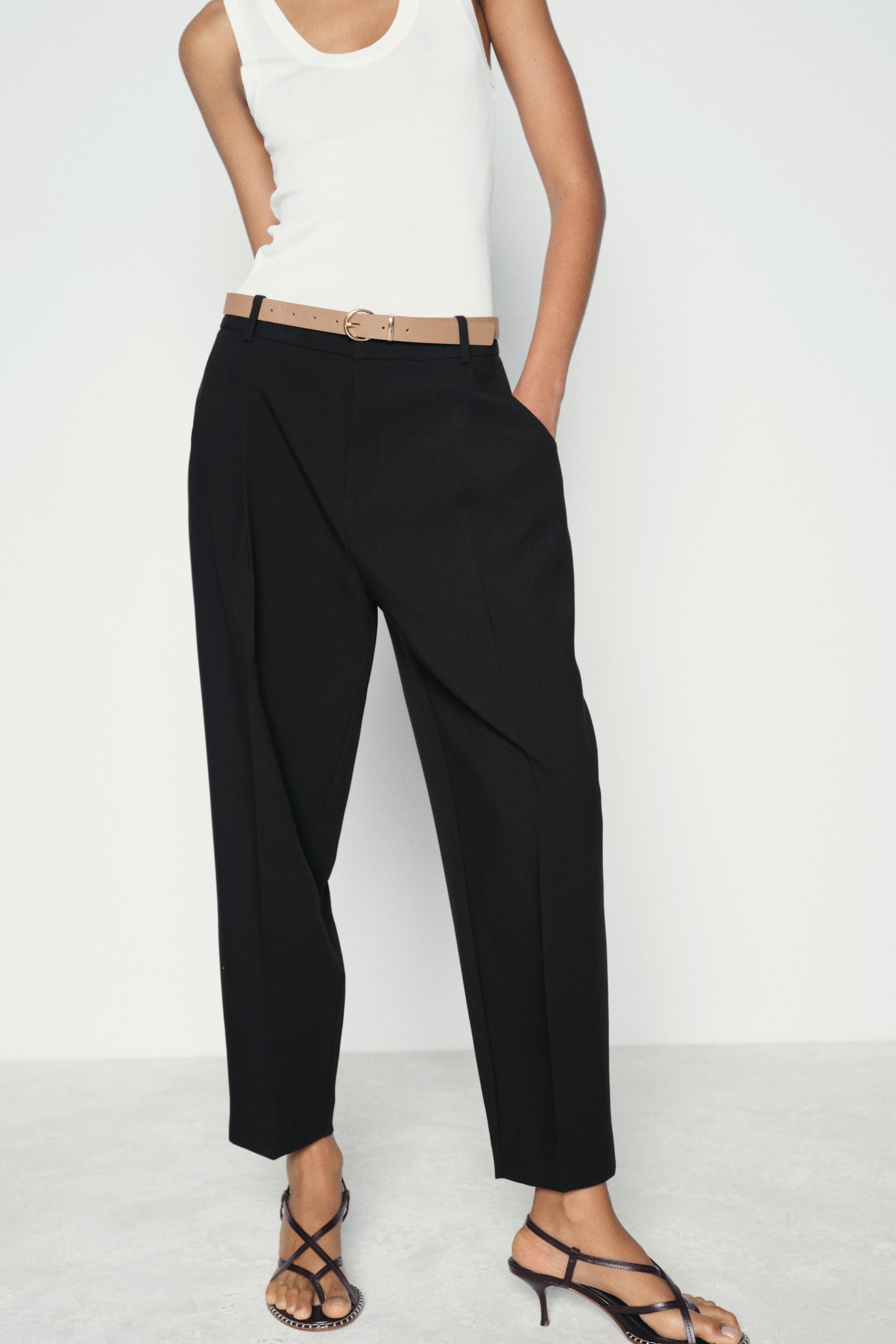 PLEATED PANTS WITH BELT Product Image