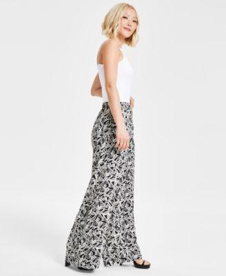 Petite Abstract-Print High-Rise Wide-Leg Pants, Created for Macy's Product Image