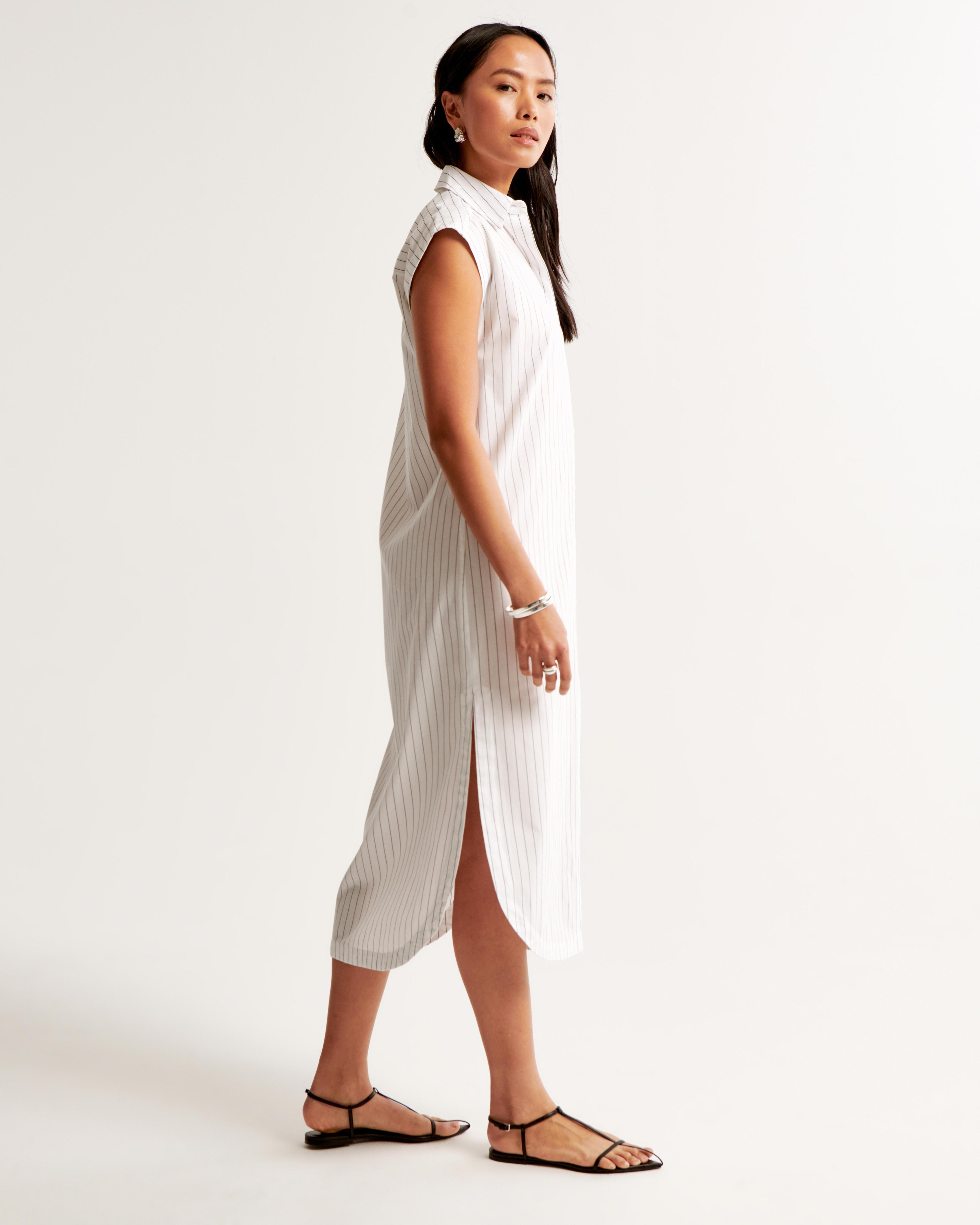 Button-Through Midi Shirt Dress Product Image