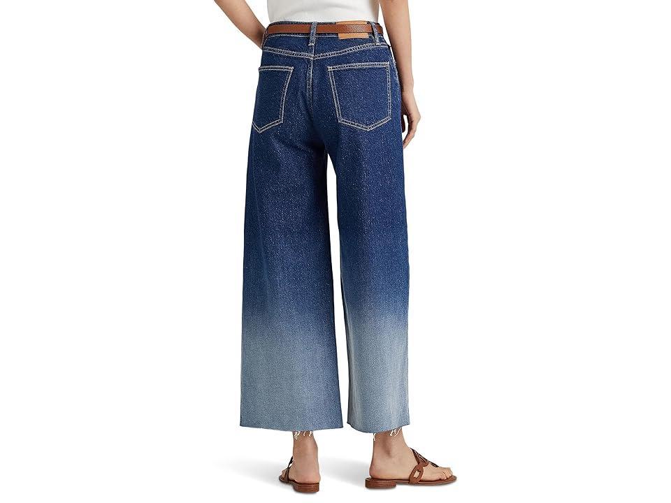 Lauren Ralph Lauren Petite Ombre High-Rise Wide-Leg Cropped Jeans in Ombre Canyon Wash (Ombre Canyon Wash) Women's Jeans Product Image