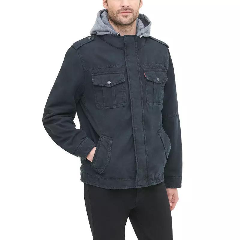 Levi's(r) Two-Pocket Hoodie with Zip Out Jersey Bib/Hood and Sherpa Lining Men's Sweatshirt Product Image