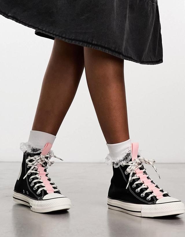 Converse Chuck Taylor All Star sneakers in black & pink Product Image