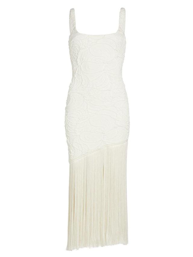 Womens Jacquard & Fringe Midi-Dress Product Image