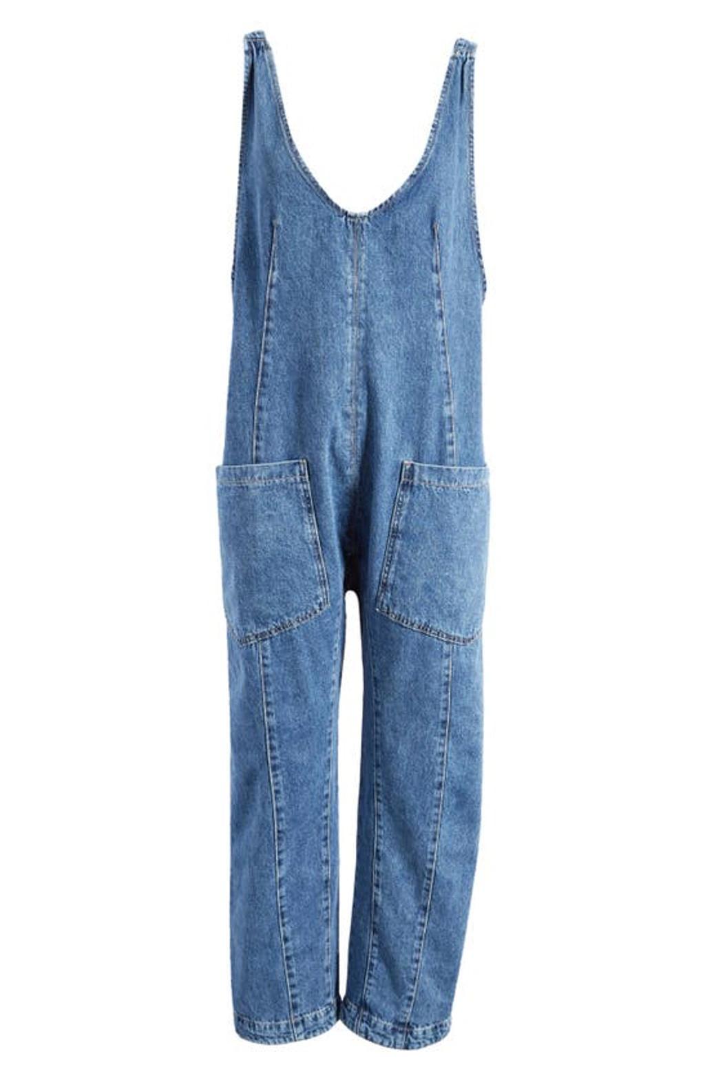 High Roller Denim Jumpsuit In Sapphire Blue Product Image