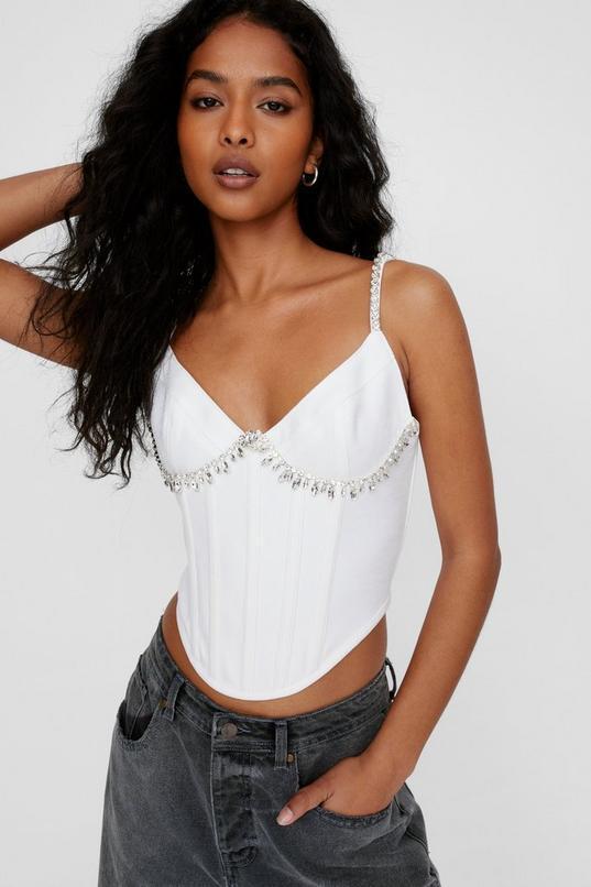 Diamante Embellished Tailored Corset Top Product Image