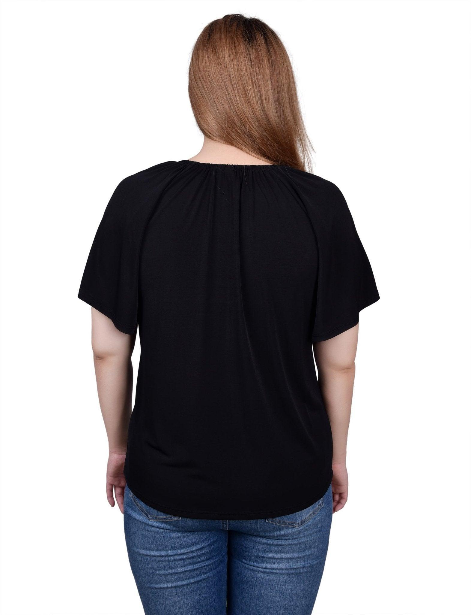 NY Collection Raglan Sleeve Top With Chain Details - Petite Product Image