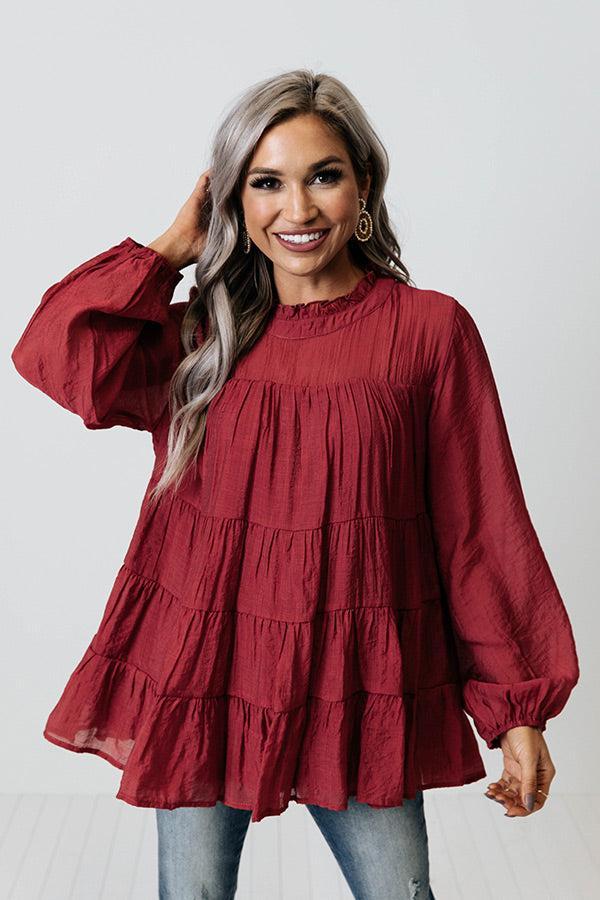 Lovely Rose Shift Top In Wine Product Image