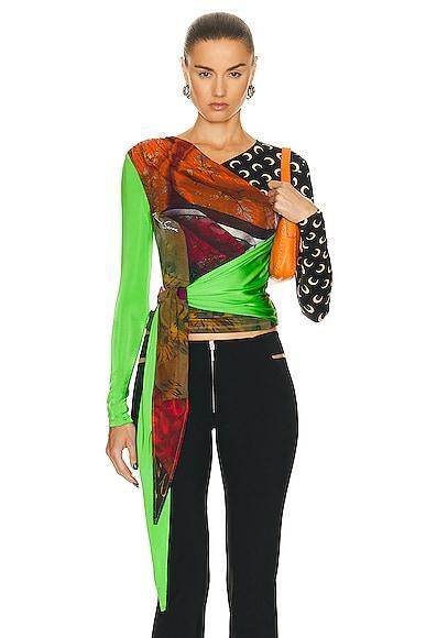 Marine Serre Jersey Body Shelter Draped Wrap Top Green. (also in ). Product Image