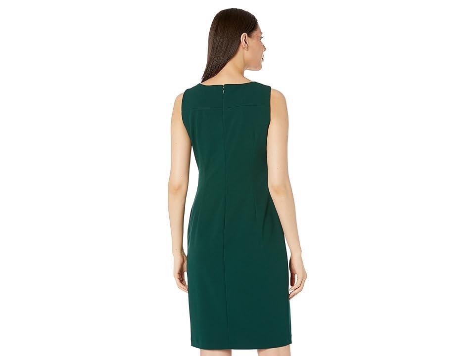 Calvin Klein Sideburst Boat Neck Sleeveless Ruched Pencil Dress Product Image