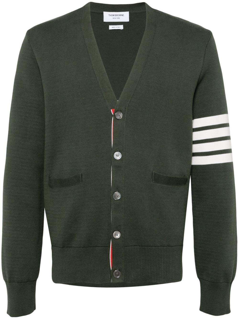 THOM BROWNE Milano Stitch V-neck Cardigan In Green Product Image