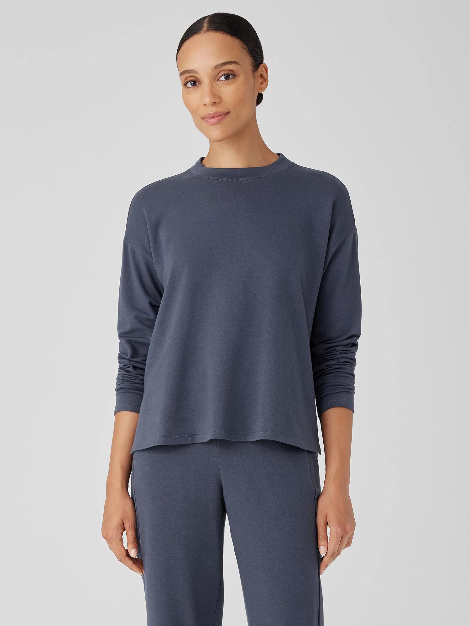 EILEEN FISHER Cozy Brushed Terry Hug Crew Neck Topfemale Product Image