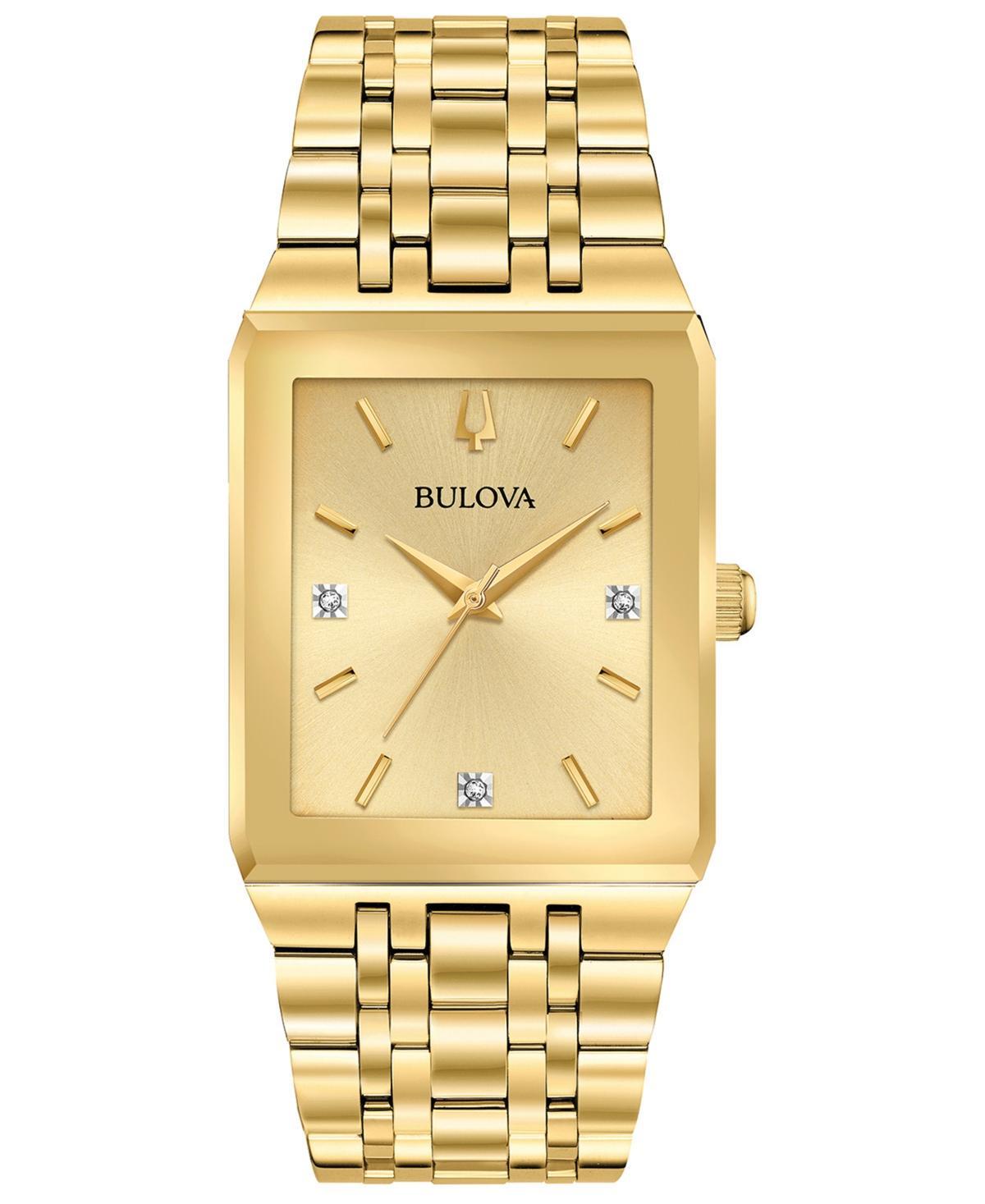 Bulova Modern Quadra Collection Mens Analog Gold Tone Stainless Steel Bracelet Watch Product Image