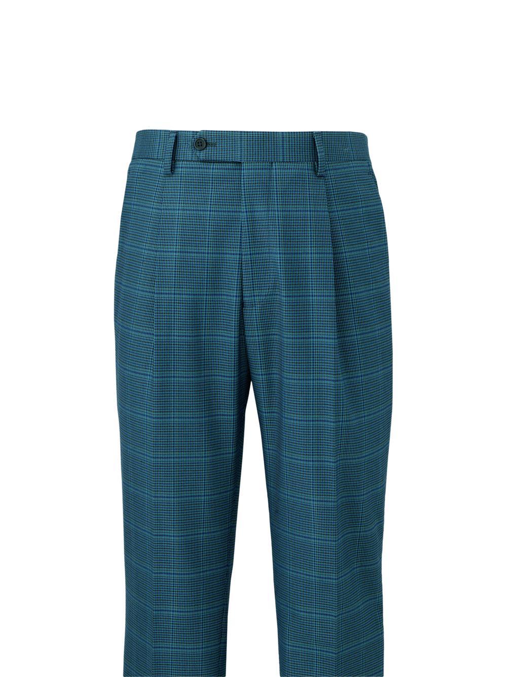 Microfiber Houndstooth Single Pleat Suit Pants - Navy/blue Product Image