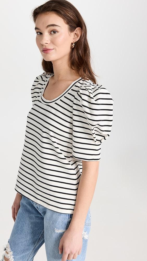 English Factory Stripe Pleated Puff Sleeve Top | Shopbop Product Image