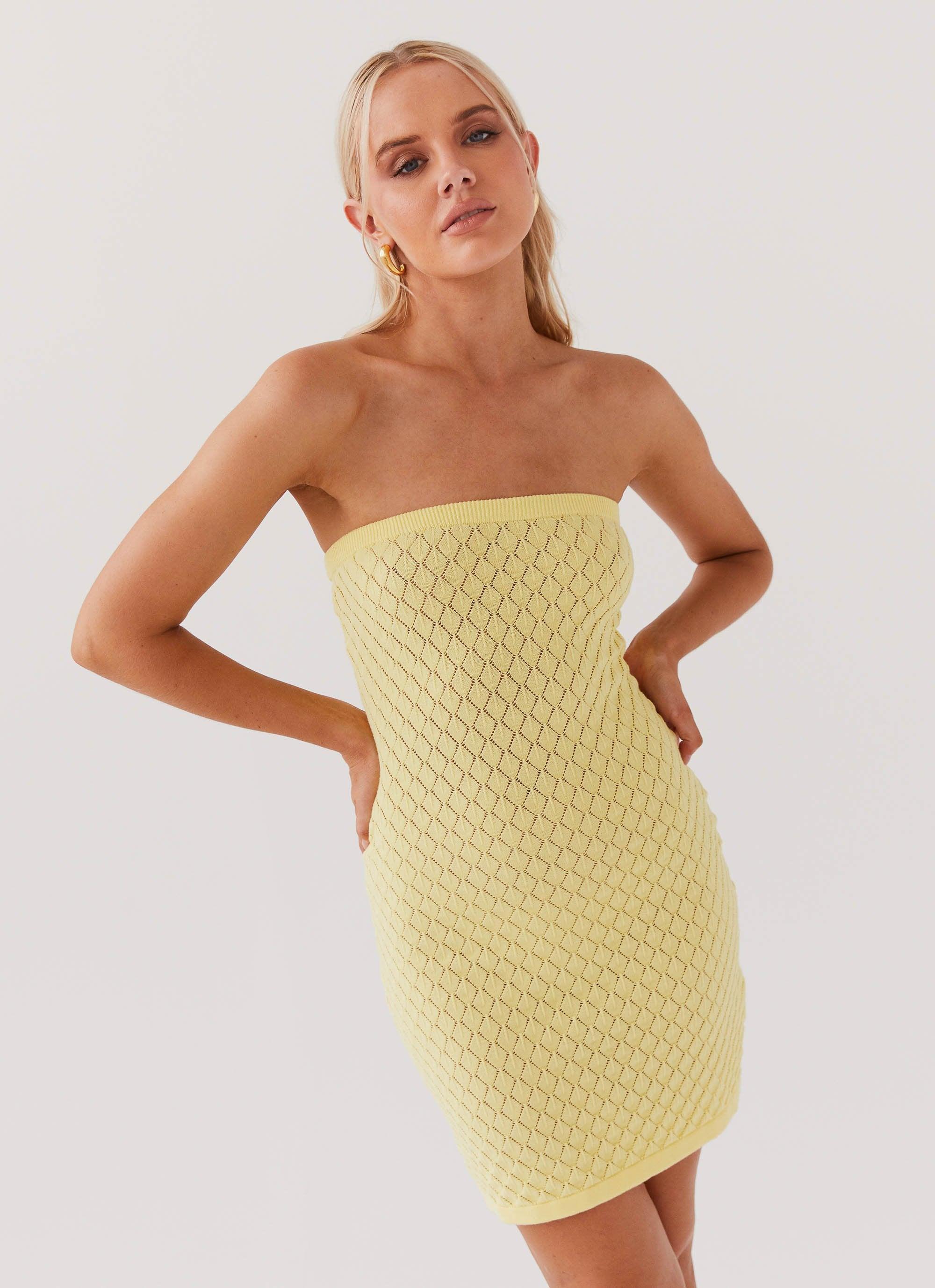 Lifeline Knit Tube Mini Dress - Lemon Product Image