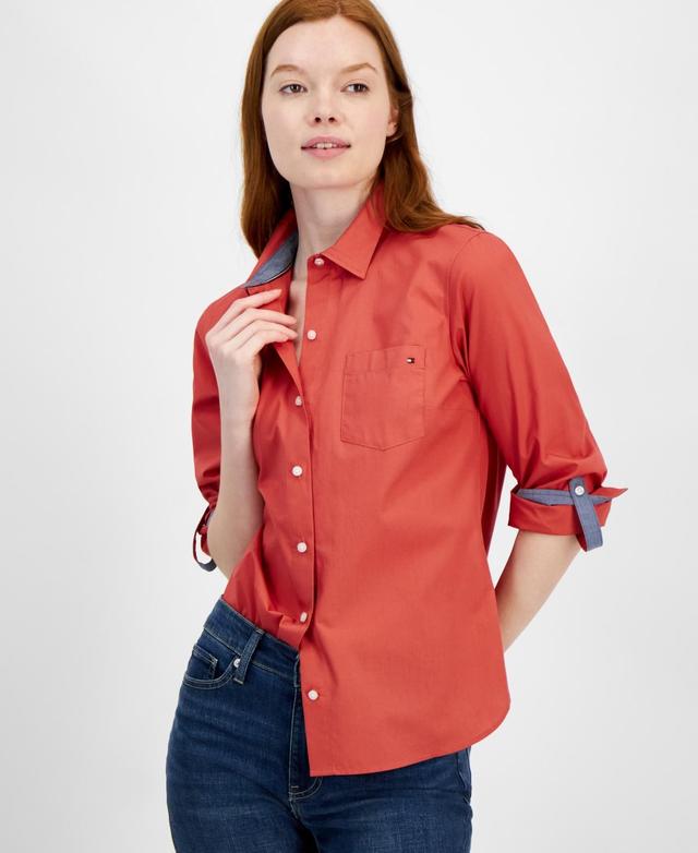 Women's Cotton Roll-Tab Button Shirt Product Image