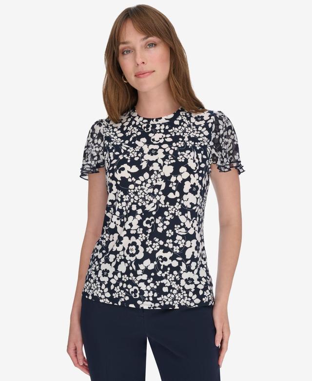 Tommy Hilfiger Womens Blouse with Puff Sleeves - Mdnght Product Image