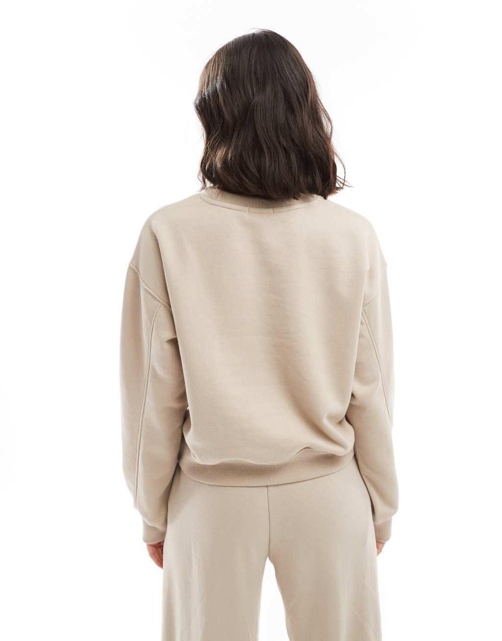 Stradivarius round neck sweatshirt in beige - part of a set Product Image