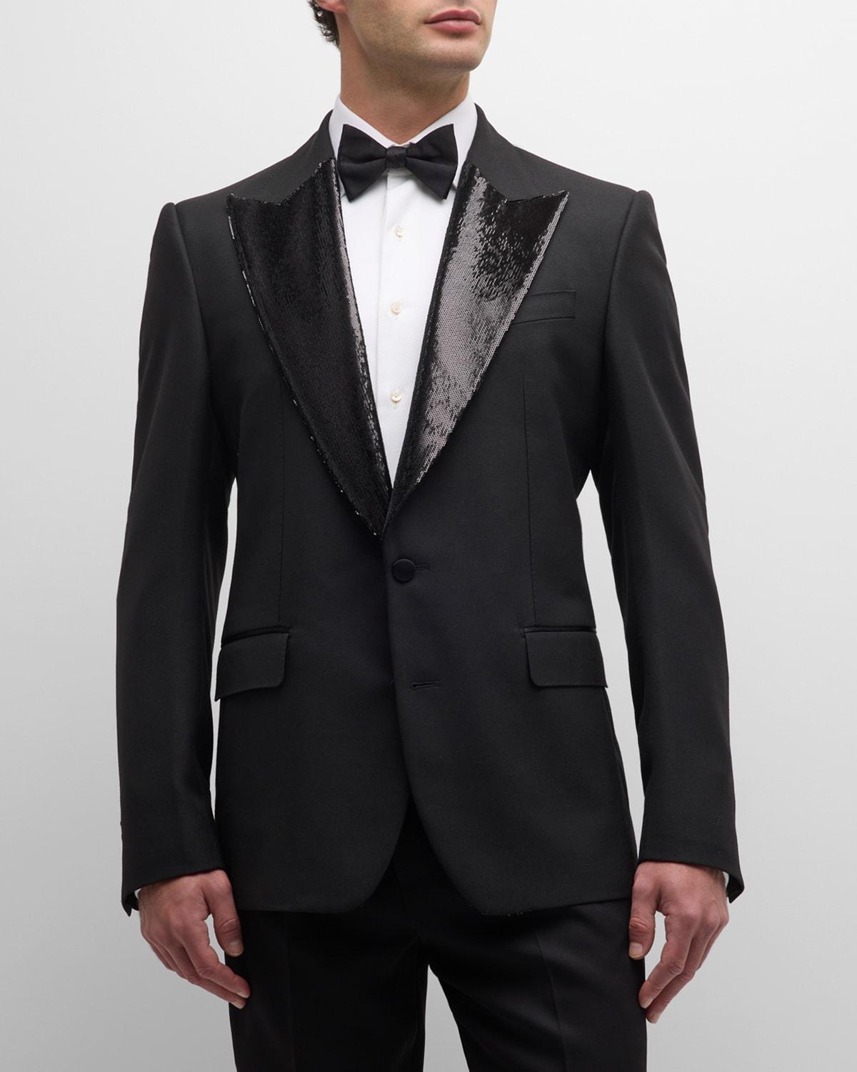 Mens Sequin-Embellished Two-Button Tuxedo Jacket Product Image