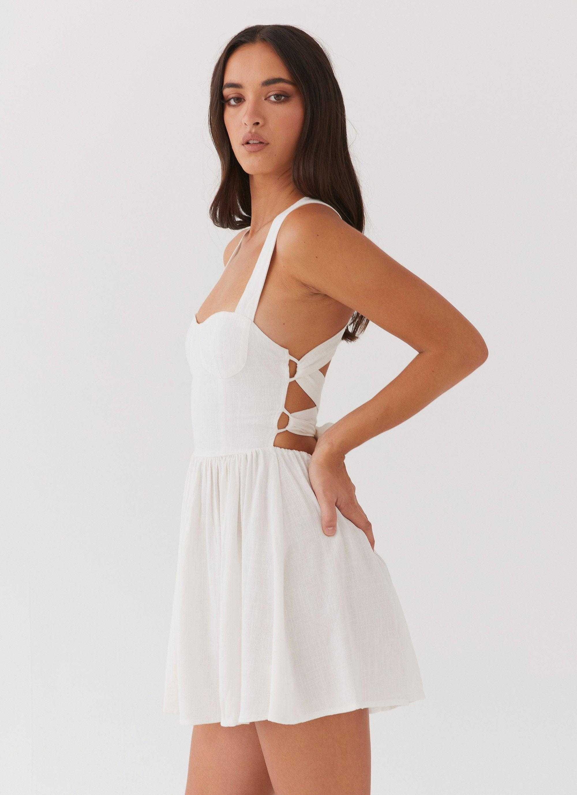 Penelope Linen Mini Dress - Ivory Product Image